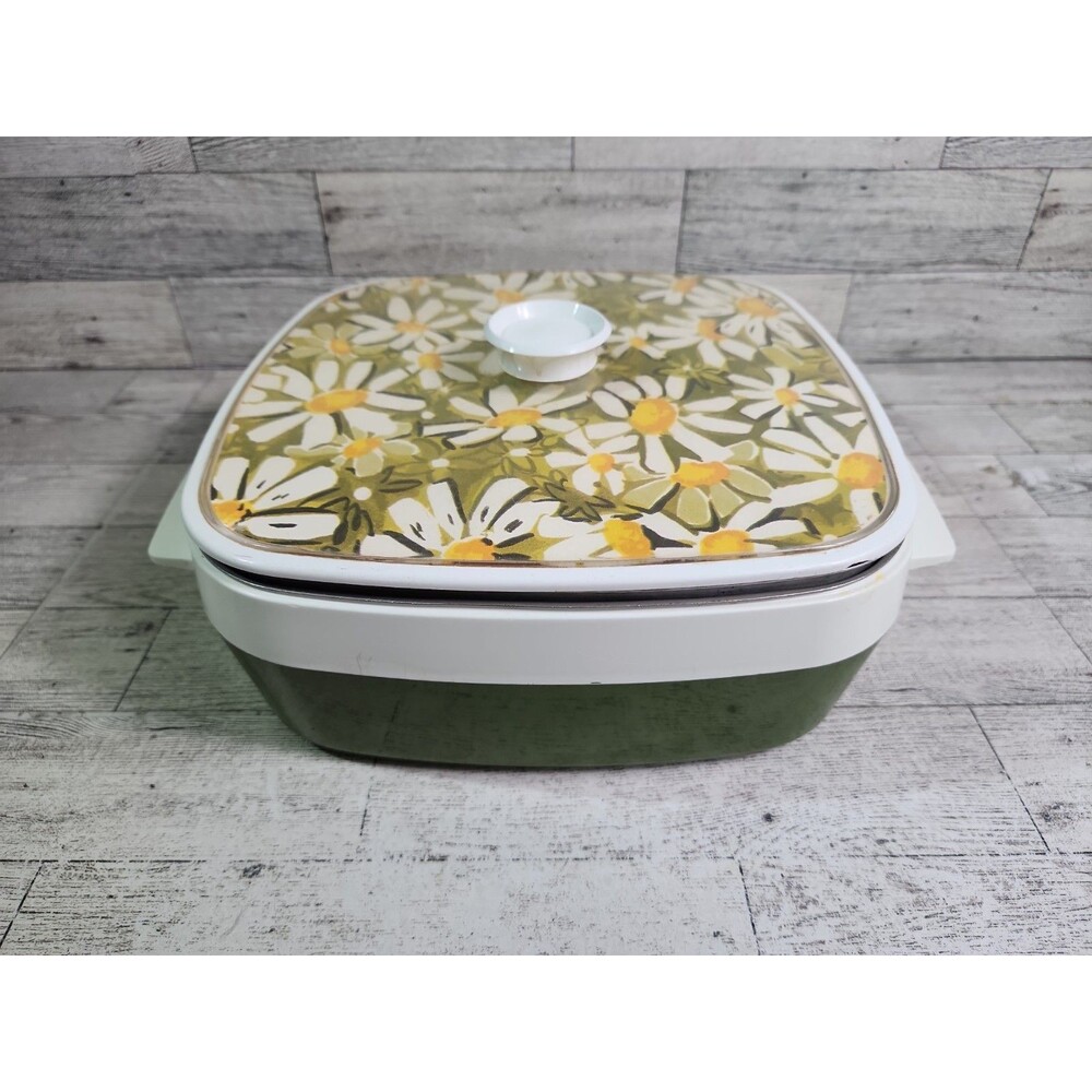 Vintage MCM Thermo-Serv Insulated Serving Dish 2 Pans West Bend Daisy Brownies